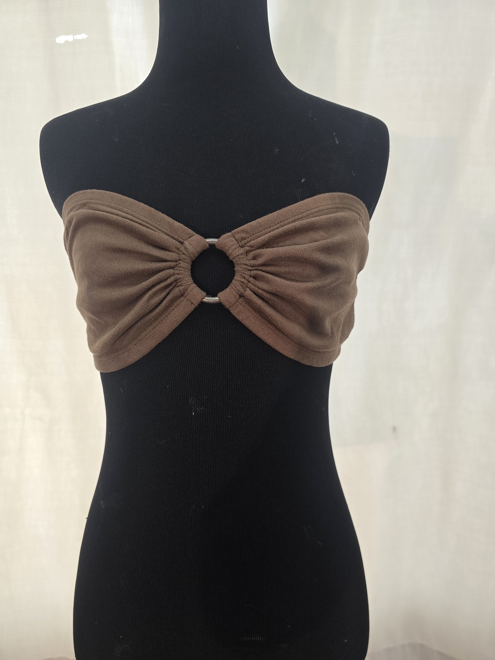 Frederick's of Hollywood Brown Suede-Look Bandeau Top